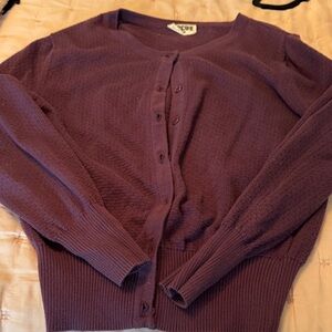Women's Plum Button-Up Knit Cardigan Sweater